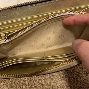 Gold foil Tory Burch Continental wallet NEW BOGO DEAL